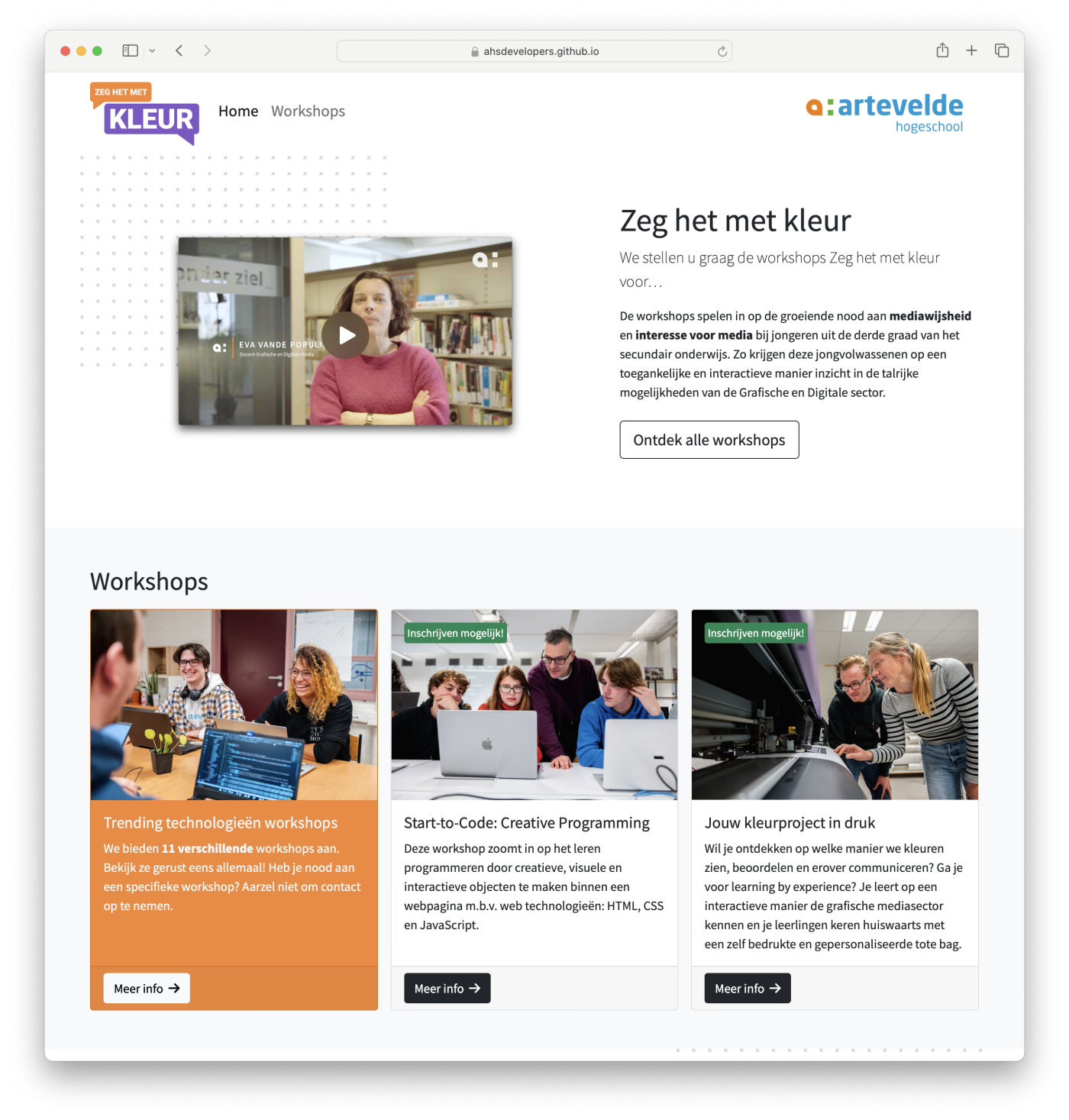 Zeg het met kleur website - workshops