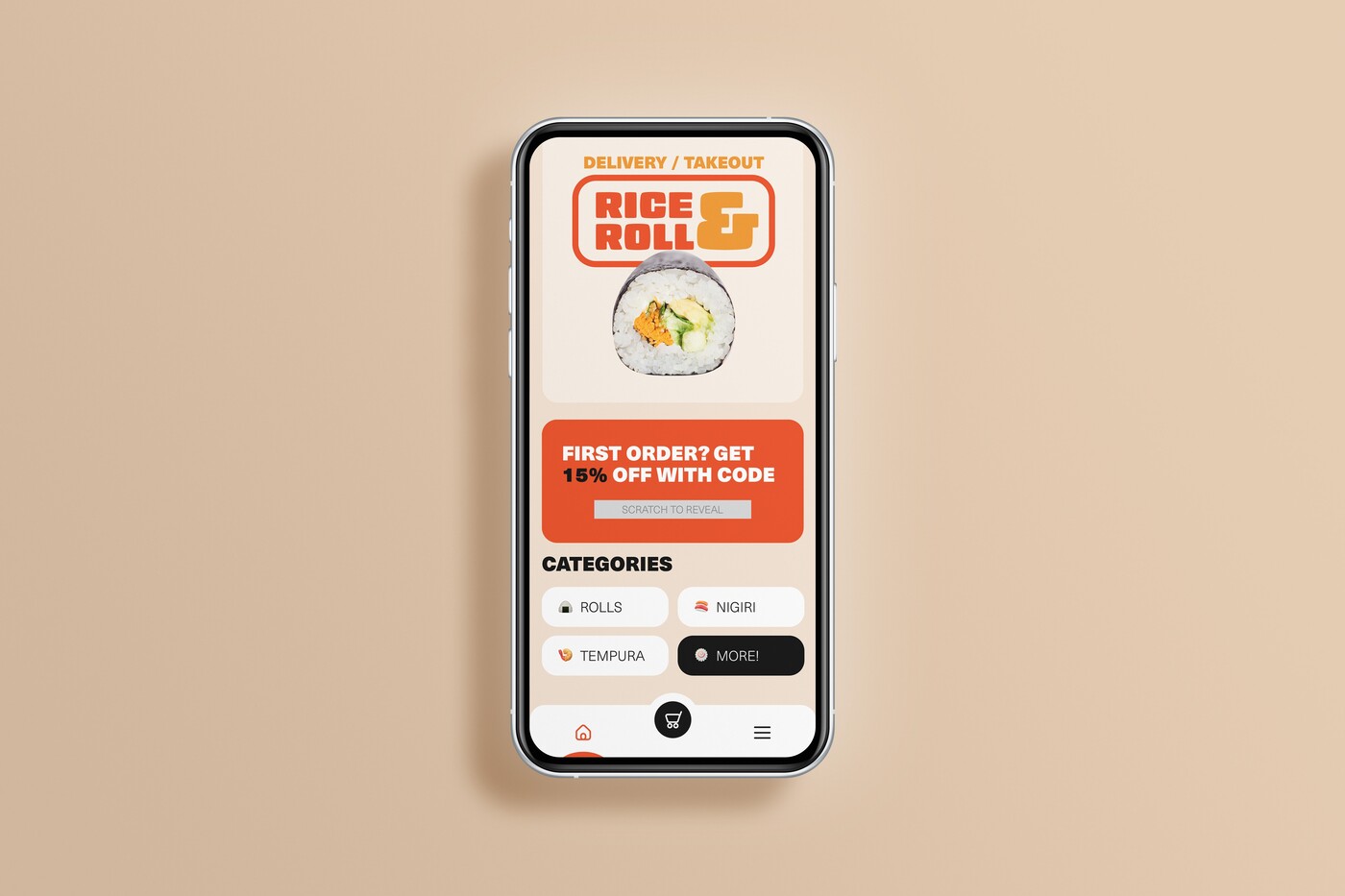 Mockup Food App Rice Roll Mockup