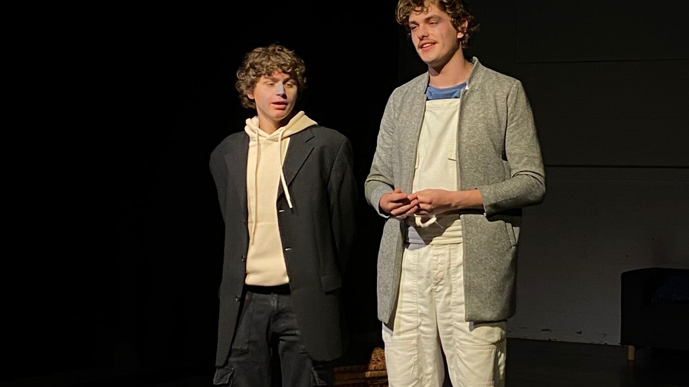 Lionel (right) as actor on stage